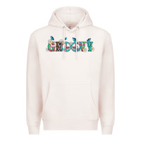 Pale Pink groovy with peace  sign flowers Premium Hoodie - Artiststas