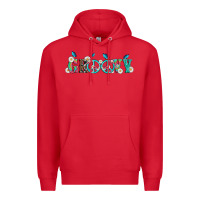 Red groovy with peace  sign flowers Premium Hoodie - Artiststas
