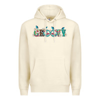 Sandshell groovy with peace  sign flowers Premium Hoodie - Artiststas
