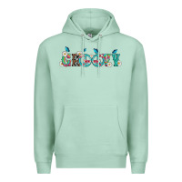 Seafoam groovy with peace  sign flowers Premium Hoodie - Artiststas