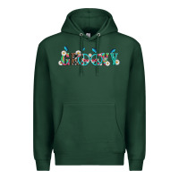 Sports Green groovy with peace  sign flowers Premium Hoodie - Artiststas