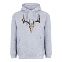 Heather Grey deer skull Heavyweight Hoodie - RanaPortraitStore
