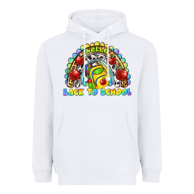 Hello Back To School Rainbow Heavyweight Hoodie by texasbilliewilder | Teevron