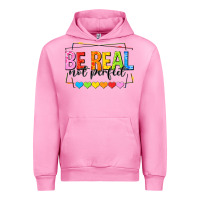 Fuchsia Pink be real not perfect Urban Hoodie - NancyCooperArtShop