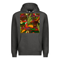 Charcoal Heather mexican food seamless pattern Premium Hoodie - BundleAndBundleShop