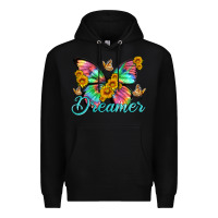 Black dreamer with Butterfly and sunflowers Premium Hoodie - Artiststas