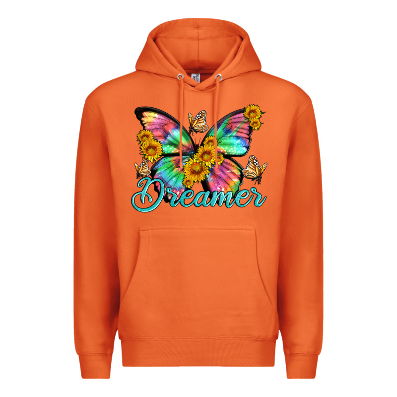 Dreamer With Butterfly And Sunflowers Premium Hoodie by Artiststas | Teevron