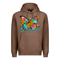 Chestnut dreamer with Butterfly and sunflowers Premium Hoodie - Artiststas