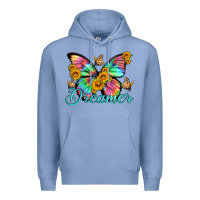 Colony Blue dreamer with Butterfly and sunflowers Premium Hoodie - Artiststas