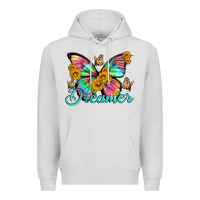 Dove Grey dreamer with Butterfly and sunflowers Premium Hoodie - Artiststas