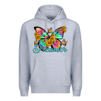 Heather Grey dreamer with Butterfly and sunflowers Premium Hoodie - Artiststas