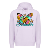 Lilac dreamer with Butterfly and sunflowers Premium Hoodie - Artiststas