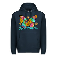 Navy dreamer with Butterfly and sunflowers Premium Hoodie - Artiststas