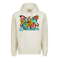 Oatmeal Heather dreamer with Butterfly and sunflowers Premium Hoodie - Artiststas