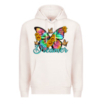 Pale Pink dreamer with Butterfly and sunflowers Premium Hoodie - Artiststas