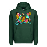 Sports Green dreamer with Butterfly and sunflowers Premium Hoodie - Artiststas
