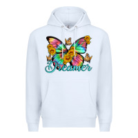 White dreamer with Butterfly and sunflowers Premium Hoodie - Artiststas