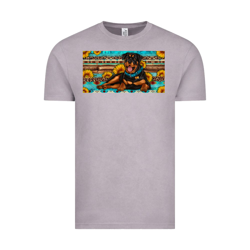 Rottweiler With Sunflowers License Plate Vintage Tee by Artiststas | Teevron