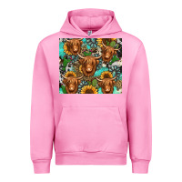 Fuchsia Pink long haired shaggy cow western Urban Hoodie - Jasminsmagicworld