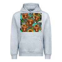 Heather Grey long haired shaggy cow western Urban Hoodie - Jasminsmagicworld