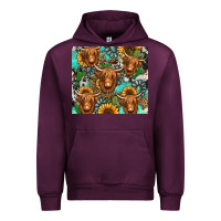 Mauve Wine long haired shaggy cow western Urban Hoodie - Jasminsmagicworld