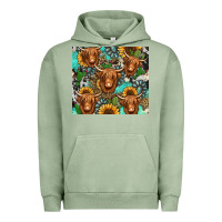 Pigment Oil Green long haired shaggy cow western Urban Hoodie - Jasminsmagicworld