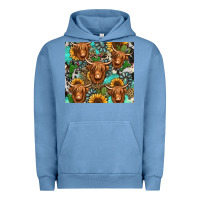 Pigment Pebble Blue long haired shaggy cow western Urban Hoodie - Jasminsmagicworld