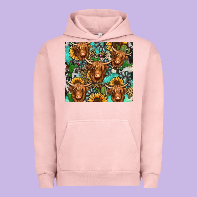 Long Haired Shaggy Cow Western Urban Hoodie Designed By Jasminsmagicworld