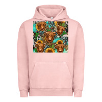 Pigment Salmon long haired shaggy cow western Urban Hoodie - Jasminsmagicworld