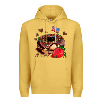 Antique Gold donut strawberry and usa flag Premium Hoodie - AdoDesignShop