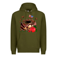 Army Green donut strawberry and usa flag Premium Hoodie - AdoDesignShop