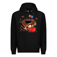 Black donut strawberry and usa flag Premium Hoodie - AdoDesignShop