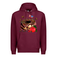 Burgundy donut strawberry and usa flag Premium Hoodie - AdoDesignShop