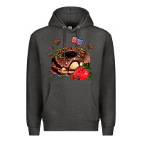 Charcoal Heather donut strawberry and usa flag Premium Hoodie - AdoDesignShop