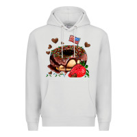 Dove Grey donut strawberry and usa flag Premium Hoodie - AdoDesignShop