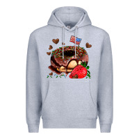 Heather Grey donut strawberry and usa flag Premium Hoodie - AdoDesignShop