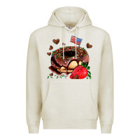 Oatmeal Heather donut strawberry and usa flag Premium Hoodie - AdoDesignShop