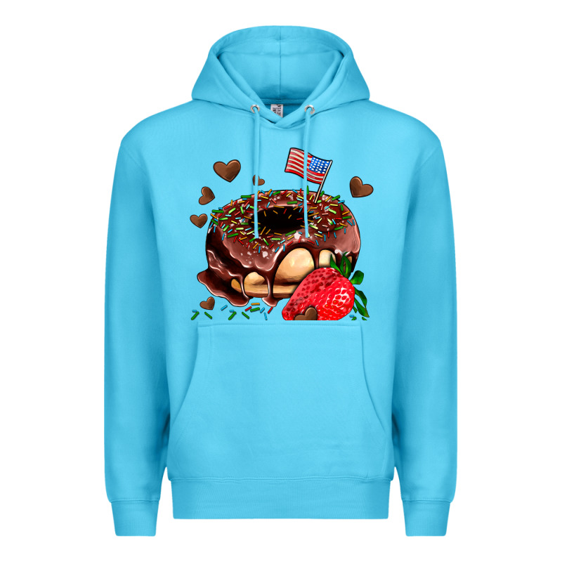 Donut Strawberry And Usa Flag Premium Hoodie by AdoDesignShop | Teevron