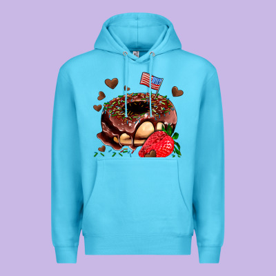 Donut Strawberry And Usa Flag Premium Hoodie Designed By Adodesignshop
