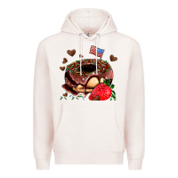 Pale Pink donut strawberry and usa flag Premium Hoodie - AdoDesignShop