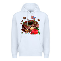 White donut strawberry and usa flag Premium Hoodie - AdoDesignShop