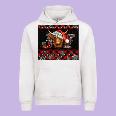 Joy Shaggy Cow Christmas Urban Hoodie Designed By Jasminsmagicworld