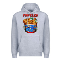 Heather Grey powered by chicken nuggets Premium Hoodie - AdoDesignShop