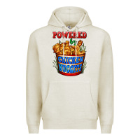 Oatmeal Heather powered by chicken nuggets Premium Hoodie - AdoDesignShop
