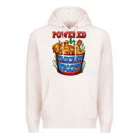 Pale Pink powered by chicken nuggets Premium Hoodie - AdoDesignShop