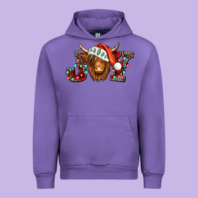 Joy Christmas Shaggy Cow Urban Hoodie Designed By Jasminsmagicworld