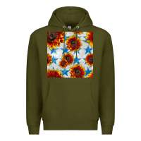 Army Green patriotic sunflowers and stars Premium Hoodie - BundleAndBundleShop