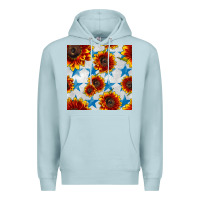 Blue Mist patriotic sunflowers and stars Premium Hoodie - BundleAndBundleShop