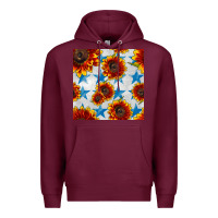 Burgundy patriotic sunflowers and stars Premium Hoodie - BundleAndBundleShop