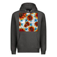 Charcoal Heather patriotic sunflowers and stars Premium Hoodie - BundleAndBundleShop